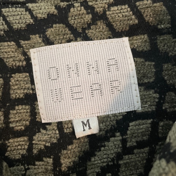 Onna Wear Tapestry Knit Cropped Faux Leather Pull Zip Jacket Taupe Black Size M - Picture 6 of 8